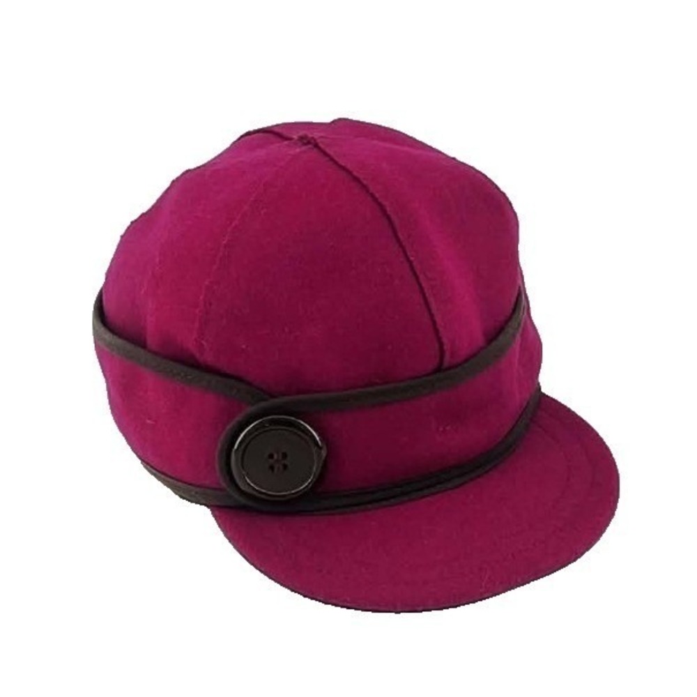Stormy Kromer Wool Cap Womens 7 5/8‎ Pink Excellent Earband Button Detail USA